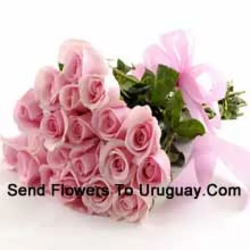 Bunch Of 24 Pink Roses With Seasonal Fillers