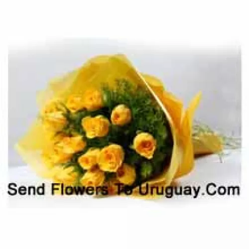 Bunch Of 18 Yellow Roses With Seasonal Fillers