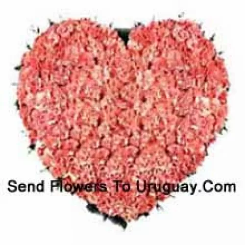 Heart Shaped Arrangement Of 100 Pink Carnations