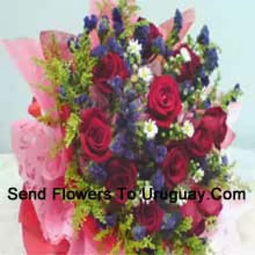 Beautifully Wrapped Bunch Of 12 Red Roses