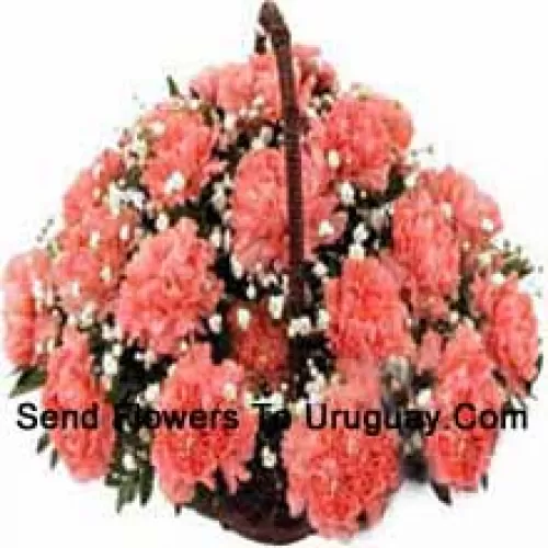 Basket Of 24 Pink Carnations