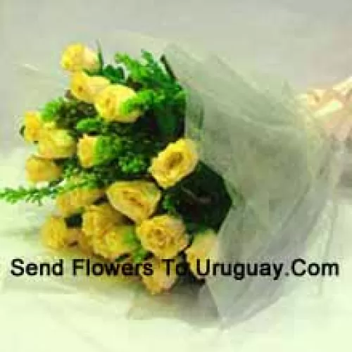 Bunch Of 12 Yellow Roses With Seasonal Fillers