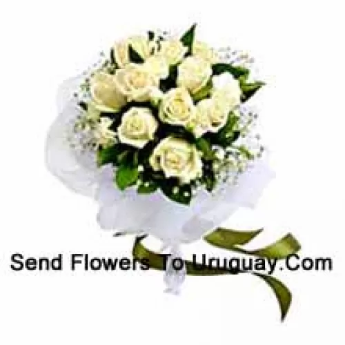 Bouquet de 12 roses blanches